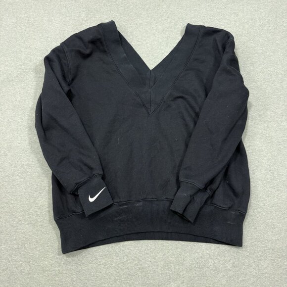 Nike Sweaters - Nike Women's Phoenix V-Neck Sweater SMALL Relaxed Black Streetwear Swoosh